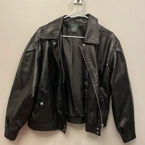 Wild Fable Black Vegan Leather Bomber Jacket